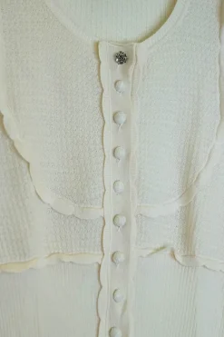 Ivory cashmere-silk blend fully-fashioned Rachelle lace knit scalloped cardigan