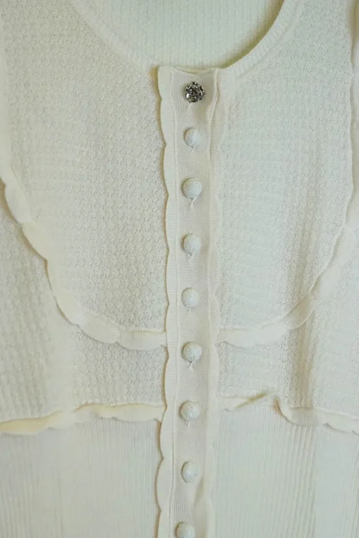Ivory cashmere-silk blend fully-fashioned Rachelle lace knit scalloped cardigan