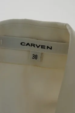 Ivory cotton curved dagger collar Dickey collar with button fastening at centre front