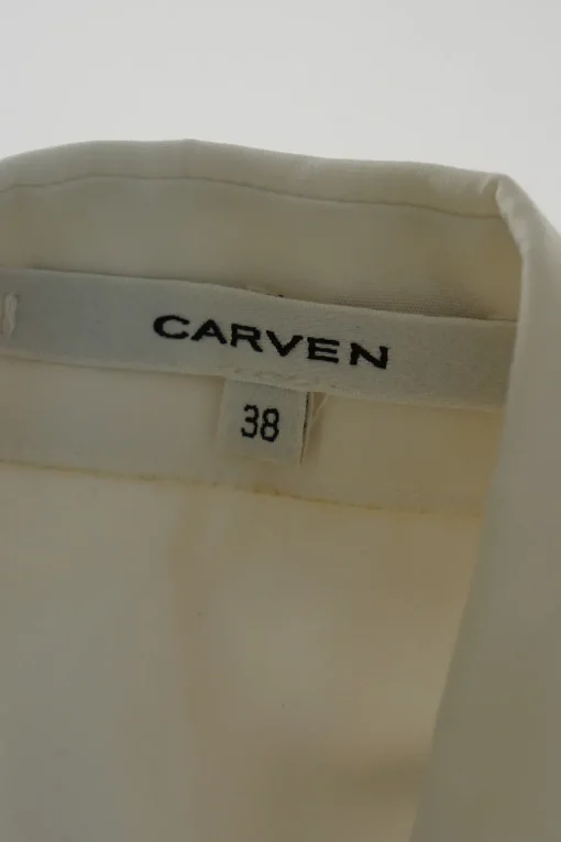 Ivory cotton curved dagger collar Dickey collar with button fastening at centre front