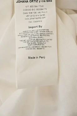 Ivory cotton mixed-media crewneck pullover oversized T-shirt with tiered balloon sleeves