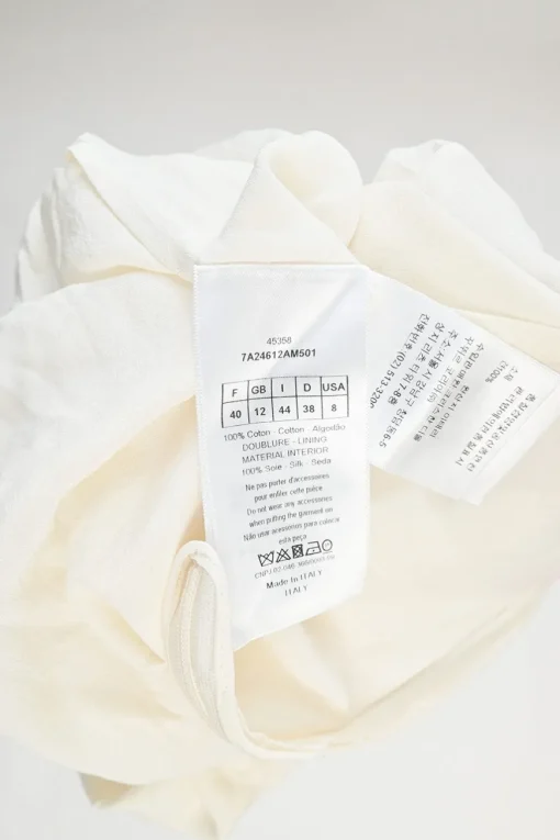 Ivory cotton peek-a-boo pointelle long sleeve A-line mini dress