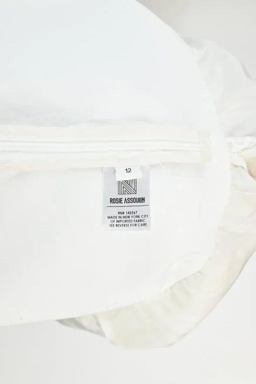 Ivory cotton poplin and floral guipure lace paneled sun dress with fixed straps and handkerchief hem