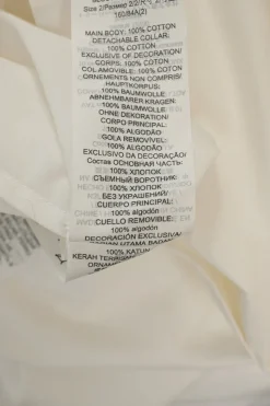 Ivory cotton poplin stand collar button-front shirt with detachable Bertha collar