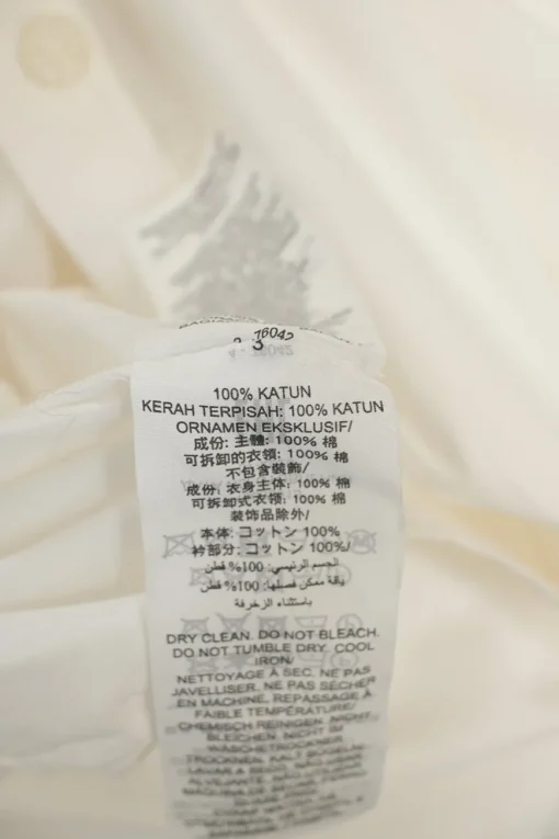 Ivory cotton poplin stand collar button-front shirt with detachable Bertha collar