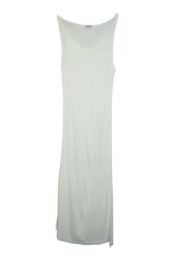 Ivory cotton rib pullover slouchy slip-style racerback tank dress