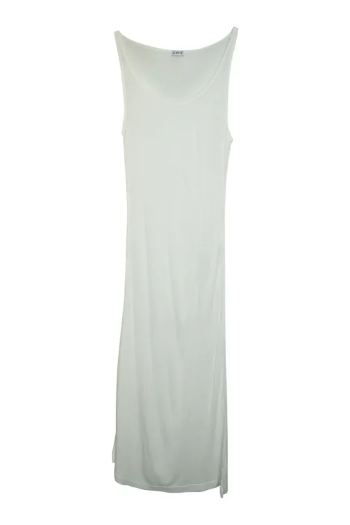 Ivory cotton rib pullover slouchy slip-style racerback tank dress