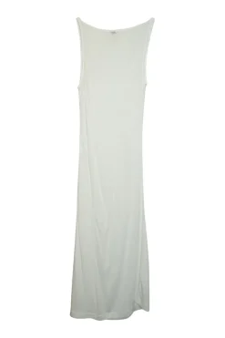 Ivory cotton rib pullover slouchy slip-style racerback tank dress