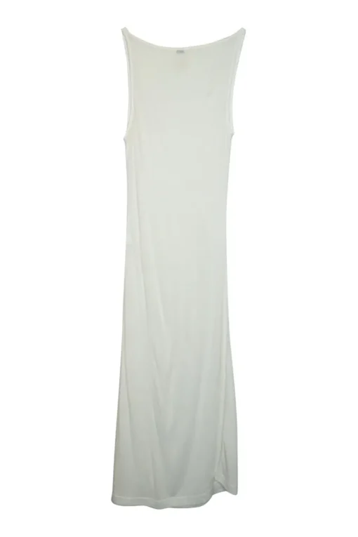 Ivory cotton rib pullover slouchy slip-style racerback tank dress