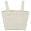 Ivory cotton warp knit pointelle Imelda tank with fixed straps