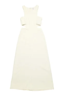 Ivory cotton-blend Yves cutout midaxi A-line dress