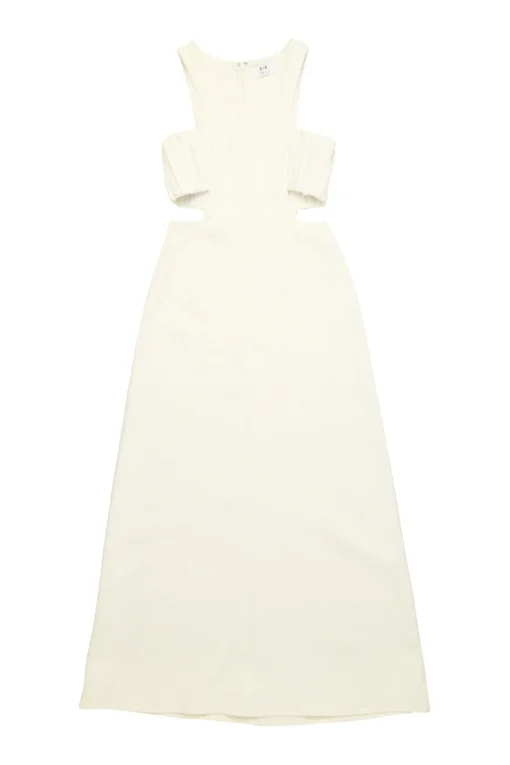 Ivory cotton-blend Yves cutout midaxi A-line dress