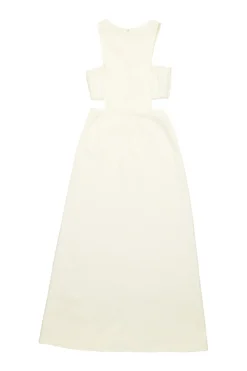 Ivory cotton-blend Yves cutout midaxi A-line dress