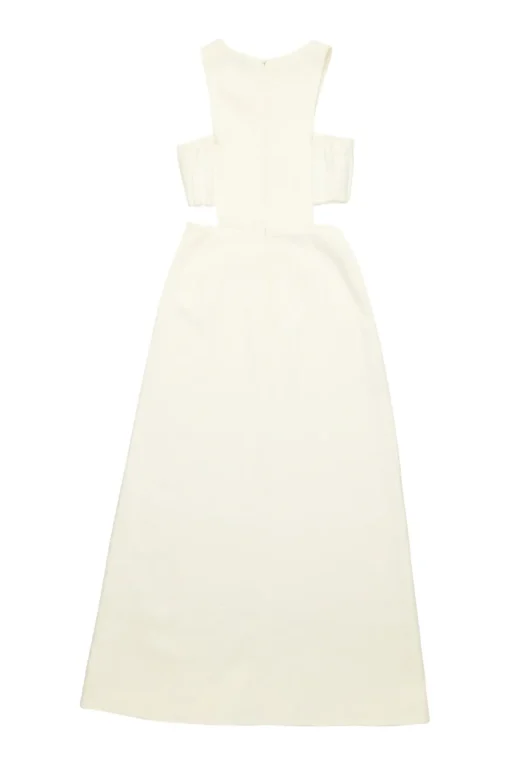 Ivory cotton-blend Yves cutout midaxi A-line dress