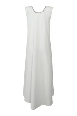 Ivory crystal bow-embellished rayon-blend2 plunge neck midi A-line dress
