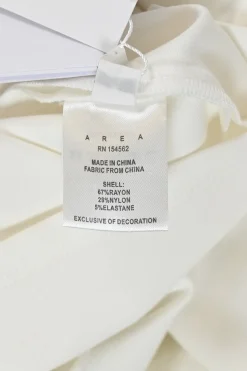 Ivory crystal bow-embellished rayon-blend2 plunge neck midi A-line dress