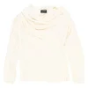 Ivory draped triacetate cowl neck long sleeve top