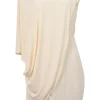 Ivory draped viscose plunge back tunic blouse