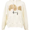 Ivory embellished cotton French terry pullover logo hoodie featuring kill bear broderie motif