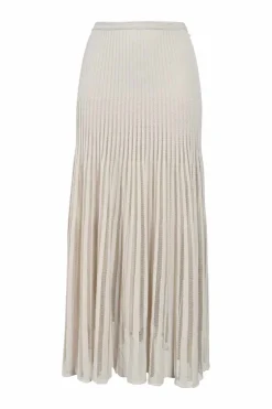 Ivory fully-fashioned viscose-blend peek-a-boo drop-waist midi skirt