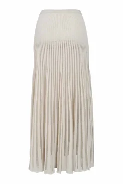 Ivory fully-fashioned viscose-blend peek-a-boo drop-waist midi skirt