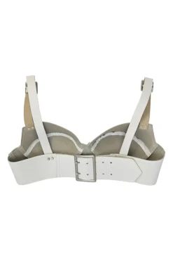 Ivory leather buckle strap bustier harness