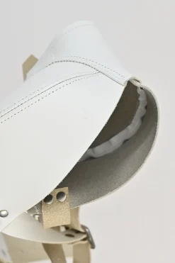 Ivory leather buckle strap bustier harness