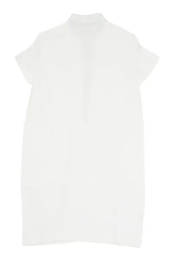 Ivory linen classic collar half-button short sleeve golf polo shift dress