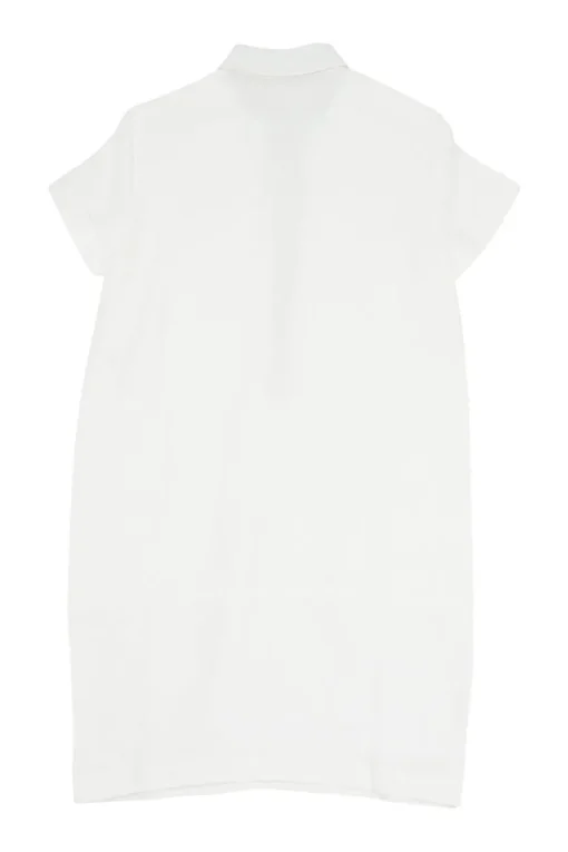 Ivory linen classic collar half-button short sleeve golf polo shift dress