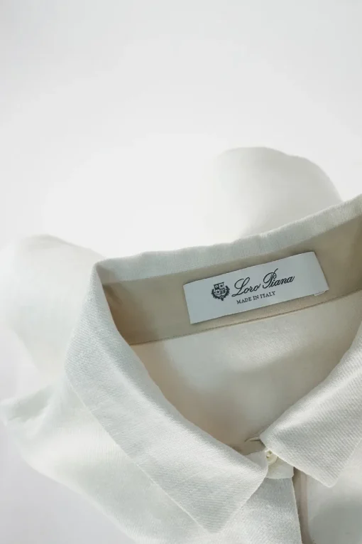 Ivory linen classic collar half-button short sleeve golf polo shift dress