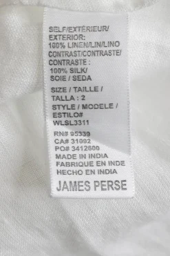 Ivory linen pullover keyhole front combination-style tunic top with neck-tie fastening and blouson sleeves