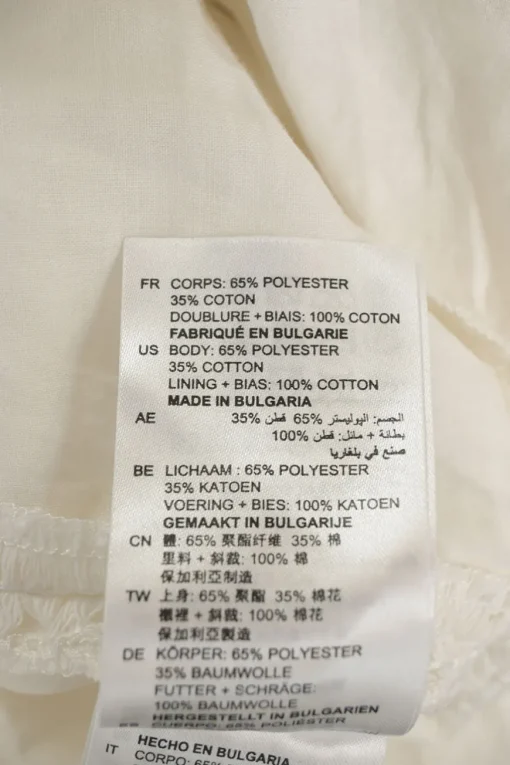Ivory polyester-blend crochet plunge neck handkerchief peek-a-boo A-line dress