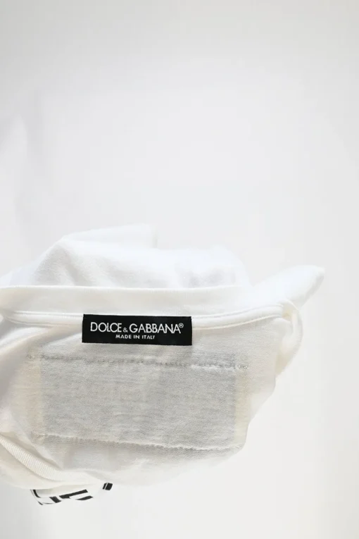 Ivory screen-printed ramie-blend crewneck pullover slogan T-shirt featuring bead and logo chest patch