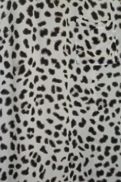 Ivory silk cheetah print pullover racerback tank shift with chest patch pocket