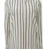 Ivory silk Garden Vintage Stripe classic collar button-front shirt