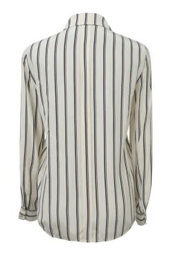 Ivory silk Garden Vintage Stripe classic collar button-front shirt