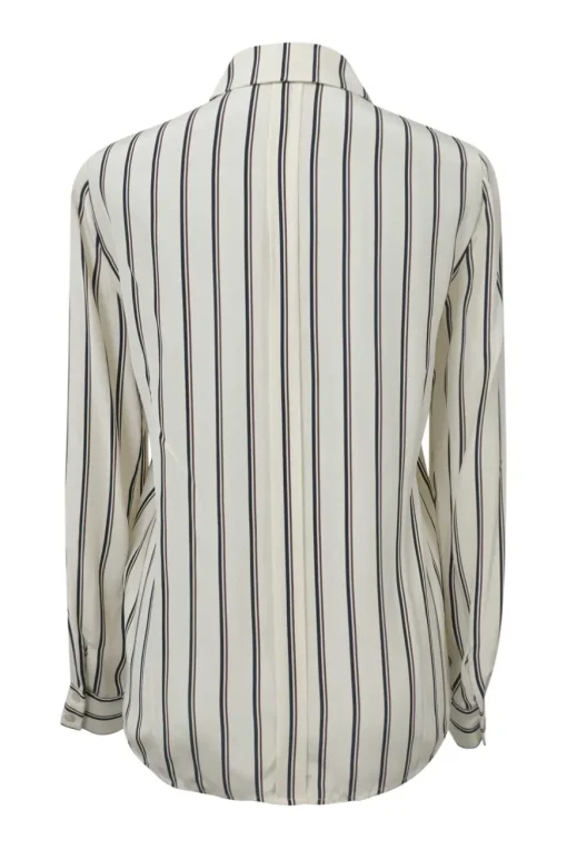 Ivory silk Garden Vintage Stripe classic collar button-front shirt