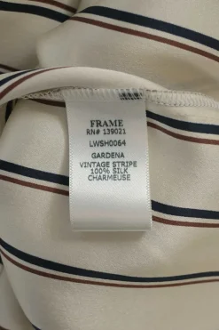 Ivory silk Garden Vintage Stripe classic collar button-front shirt