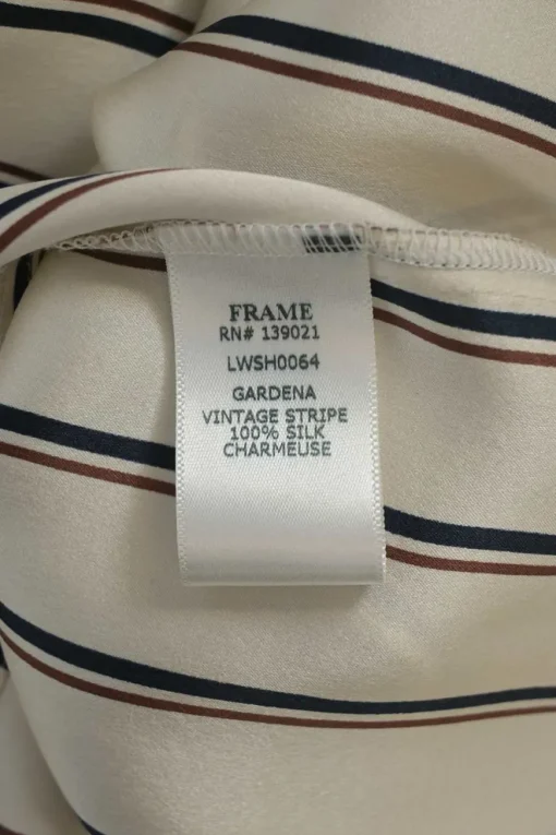 Ivory silk Garden Vintage Stripe classic collar button-front shirt