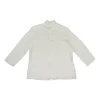 Ivory silk mock neck button-back blouse with cropped sleeves