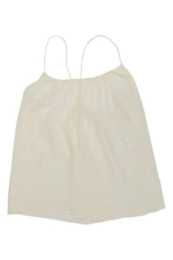 Ivory silk racerback swing-style camisole with fixed spaghetti straps