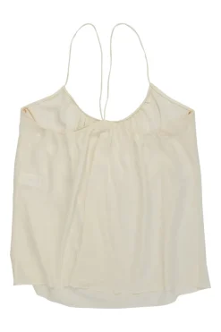 Ivory silk racerback swing-style camisole with fixed spaghetti straps