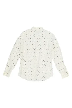 Ivory silk star print classic collar button-front shirt
