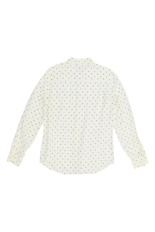 Ivory silk star print classic collar button-front shirt