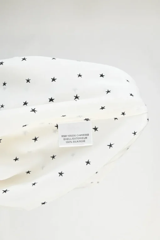 Ivory silk star print classic collar button-front shirt