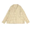 Ivory silk twill Sanville monogram button-front shirt with notch collar