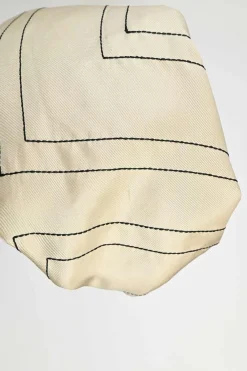 Ivory silk twill Sanville monogram button-front shirt with notch collar