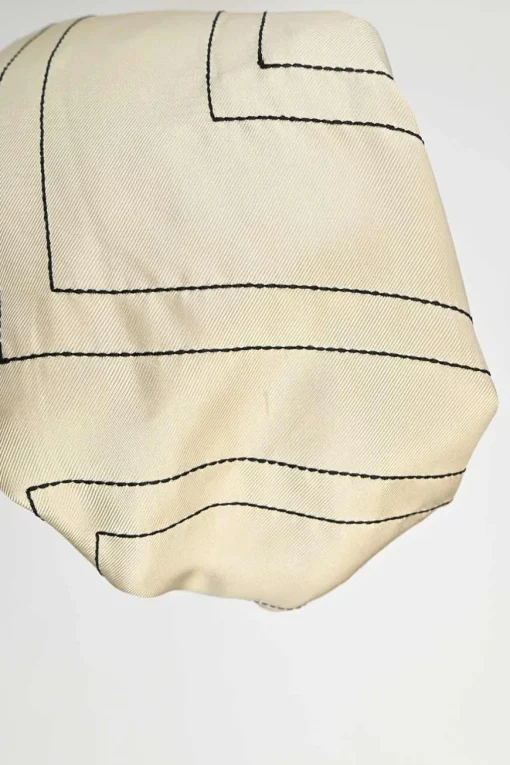 Ivory silk twill Sanville monogram button-front shirt with notch collar