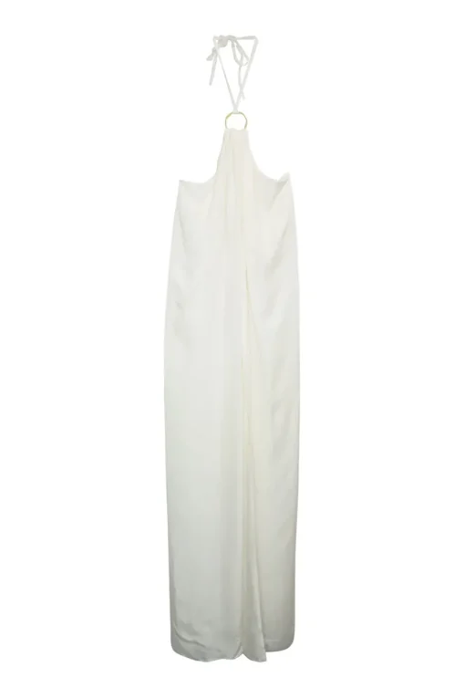 Ivory silk-blend Aphrodite cut-out drawstring swing-style dress