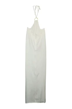 Ivory silk-blend Aphrodite cut-out drawstring swing-style dress